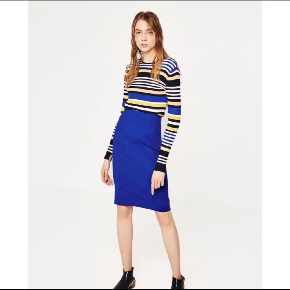 ZARA Knit Striped Long Sleeve Ribbed Sweater